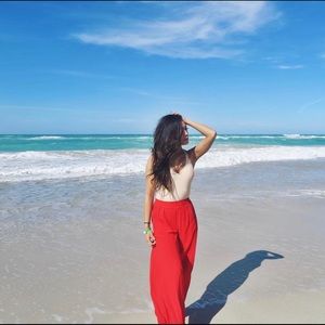 🍬 Red/Salmon Wide Leg Pants